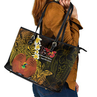 Papua New Guinea 1975 Leather Tote Bag Create Our History Inspire Our Future LT14 - Polynesian Pride