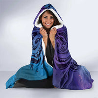 New Zealand Matariki Hooded Blanket Aotearoa Maori New Year Galaxy Maori Silver Fern