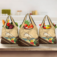 Personalised Bula Vinaka Fiji Drua Grocery Bag Fijian Traditional Canoe Tapa Cloth Beige