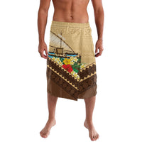 Personalised Bula Vinaka Fiji Drua Lavalava Fijian Traditional Canoe Tapa Cloth Beige