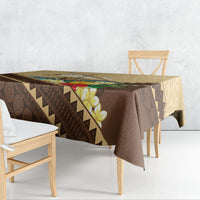 Personalised Bula Vinaka Fiji Drua Tablecloth Fijian Traditional Canoe Tapa Cloth Beige