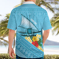 Personalised Bula Vinaka Fiji Drua Hawaiian Shirt Fijian Traditional Canoe Tapa Cloth Blue