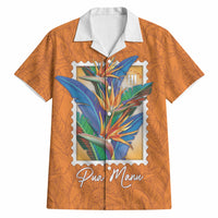 Aloha Hawaii Pua Manu Hawaiian Shirt Hawaiian Bird of Paradise Flowers Stylized Stamp