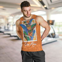 Aloha Hawaii Pua Manu Men Tank Top Hawaiian Bird of Paradise Flowers Stylized Stamp