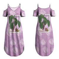 Aloha Hawaii Kalo Family Matching Summer Maxi Dress and Hawaiian Shirt Hawaiian Taro Leaves Stylized Stamp LT14 Mom's Dress Purple - Polynesian Pride