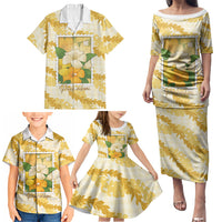 Aloha Hawaii Puakenikeni Family Matching Puletasi and Hawaiian Shirt Hawaiian Lei Palaka Motifs Stylized Stamp LT14 - Polynesian Pride