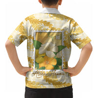 Aloha Hawaii Puakenikeni Kid Hawaiian Shirt Hawaiian Lei Palaka Motifs Stylized Stamp