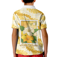 Aloha Hawaii Puakenikeni Kid Polo Shirt Hawaiian Lei Palaka Motifs Stylized Stamp