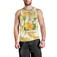 Aloha Hawaii Puakenikeni Men Tank Top Hawaiian Lei Palaka Motifs Stylized Stamp