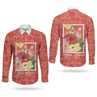 Aloha Hawaii Pua Aloalo Couples Matching Short Sleeve Bodycon Dress and Long Sleeve Button Shirt Hawaiian Hibiscus Flowers Stylized Stamp LT14 - Polynesian Pride