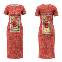Aloha Hawaii Pua Aloalo Couples Matching Short Sleeve Bodycon Dress and Long Sleeve Button Shirt Hawaiian Hibiscus Flowers Stylized Stamp LT14 - Polynesian Pride