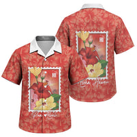 Aloha Hawaii Pua Aloalo Family Matching Short Sleeve Bodycon Dress and Hawaiian Shirt Hawaiian Hibiscus Flowers Stylized Stamp LT14 Son's Shirt Red - Polynesian Pride