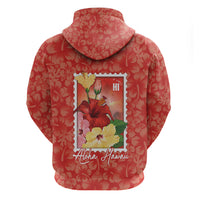 Aloha Hawaii Pua Aloalo Hoodie Hawaiian Hibiscus Flowers Stylized Stamp