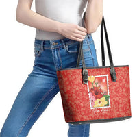 Aloha Hawaii Pua Aloalo Leather Tote Bag Hawaiian Hibiscus Flowers Stylized Stamp