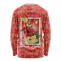 Aloha Hawaii Pua Aloalo Long Sleeve Shirt Hawaiian Hibiscus Flowers Stylized Stamp