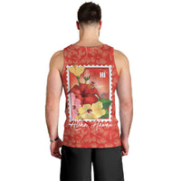Aloha Hawaii Pua Aloalo Men Tank Top Hawaiian Hibiscus Flowers Stylized Stamp