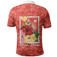 Aloha Hawaii Pua Aloalo Polo Shirt Hawaiian Hibiscus Flowers Stylized Stamp