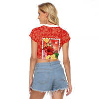 Aloha Hawaii Pua Aloalo Raglan Cropped T Shirt Hawaiian Hibiscus Flowers Stylized Stamp