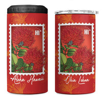 Aloha Hawaii Ohia Lehua 4 in 1 Can Cooler Tumbler Hawaiian Lei Stylized Stamp
