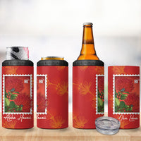 Aloha Hawaii Ohia Lehua 4 in 1 Can Cooler Tumbler Hawaiian Lei Stylized Stamp