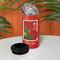 Aloha Hawaii Ohia Lehua 4 in 1 Can Cooler Tumbler Hawaiian Lei Stylized Stamp