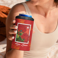 Aloha Hawaii Ohia Lehua 4 in 1 Can Cooler Tumbler Hawaiian Lei Stylized Stamp