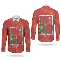 Aloha Hawaii Ohia Lehua Couples Matching Summer Maxi Dress and Long Sleeve Button Shirt Hawaiian Lei Stylized Stamp LT14 - Polynesian Pride