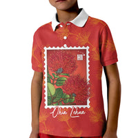 Aloha Hawaii Ohia Lehua Kid Polo Shirt Hawaiian Lei Stylized Stamp