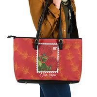 Aloha Hawaii Ohia Lehua Leather Tote Bag Hawaiian Lei Stylized Stamp