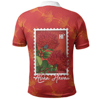 Aloha Hawaii Ohia Lehua Polo Shirt Hawaiian Lei Stylized Stamp