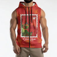 Aloha Hawaii Ohia Lehua Sleeveless Zip Hoodie Hawaiian Lei Stylized Stamp