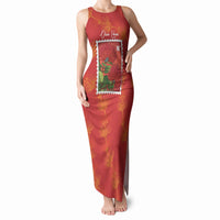 Aloha Hawaii Ohia Lehua Tank Maxi Dress Hawaiian Lei Stylized Stamp