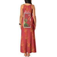 Aloha Hawaii Ohia Lehua Tank Maxi Dress Hawaiian Lei Stylized Stamp