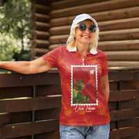 Aloha Hawaii Ohia Lehua Women Polo Shirt Hawaiian Lei Stylized Stamp