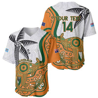 Custom Fiji And Australia Rugby Baseball Jersey Fijian Palm Tree Mix Aussie Kangaroo