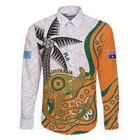 Custom Fiji And Australia Rugby Family Matching Mermaid Dress and Hawaiian Shirt Fijian Palm Tree Mix Aussie Kangaroo