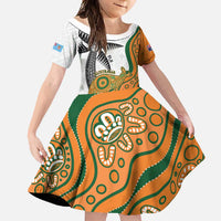 Custom Fiji And Australia Rugby Family Matching Summer Maxi Dress and Hawaiian Shirt Fijian Palm Tree Mix Aussie Kangaroo