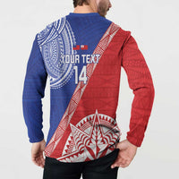 Tonga and Samoa Rugby Custom Button Sweatshirt Ikale Tahi Manu Samoa Together - Polynesian Pride