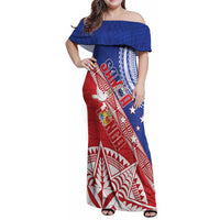 Tonga and Samoa Rugby Custom Family Matching Off Shoulder Maxi Dress and Hawaiian Shirt Ikale Tahi Manu Samoa Together - Polynesian Pride