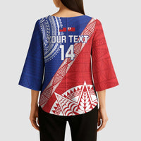 Tonga and Samoa Rugby Custom Kimono Sleeve Blouse Ikale Tahi Manu Samoa Together - Polynesian Pride