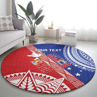 Tonga and Samoa Rugby Custom Round Carpet Ikale Tahi Manu Samoa Together - Polynesian Pride