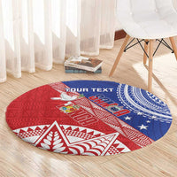 Tonga and Samoa Rugby Custom Round Carpet Ikale Tahi Manu Samoa Together - Polynesian Pride