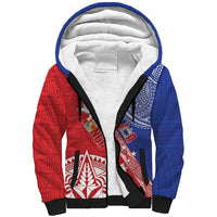 Tonga and Samoa Rugby Custom Sherpa Hoodie Ikale Tahi Manu Samoa Together - Polynesian Pride