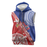 Tonga and Samoa Rugby Custom Sleeveless Zip Hoodie Ikale Tahi Manu Samoa Together - Polynesian Pride