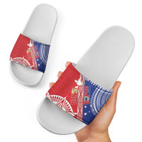 Tonga and Samoa Rugby Custom Slide Sandals Ikale Tahi Manu Samoa Together - Polynesian Pride