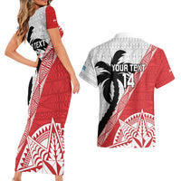 Fiji and Tonga Rugby Custom Couples Matching Short Sleeve Bodycon Dress and Hawaiian Shirt Flying Fijians Ikale Tahi Together Pacific - Polynesian Pride