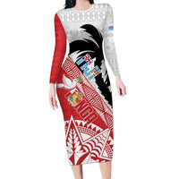 Fiji and Tonga Rugby Custom Family Matching Long Sleeve Bodycon Dress and Hawaiian Shirt Flying Fijians Ikale Tahi Together Pacific - Polynesian Pride