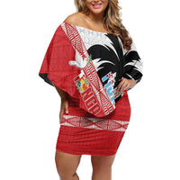 Fiji and Tonga Rugby Custom Off Shoulder Short Dress Flying Fijians Ikale Tahi Together Pacific - Polynesian Pride