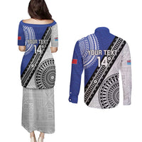 Fiji an Samoa Rugby Custom Couples Matching Puletasi and Long Sleeve Button Shirt Flying Fijians Manu Samoa Together Pacific LT14 - Polynesian Pride