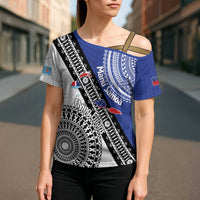 Fiji an Samoa Rugby Custom Cross Shoulder Shirt Flying Fijians Manu Samoa Together Pacific LT14 - Polynesian Pride